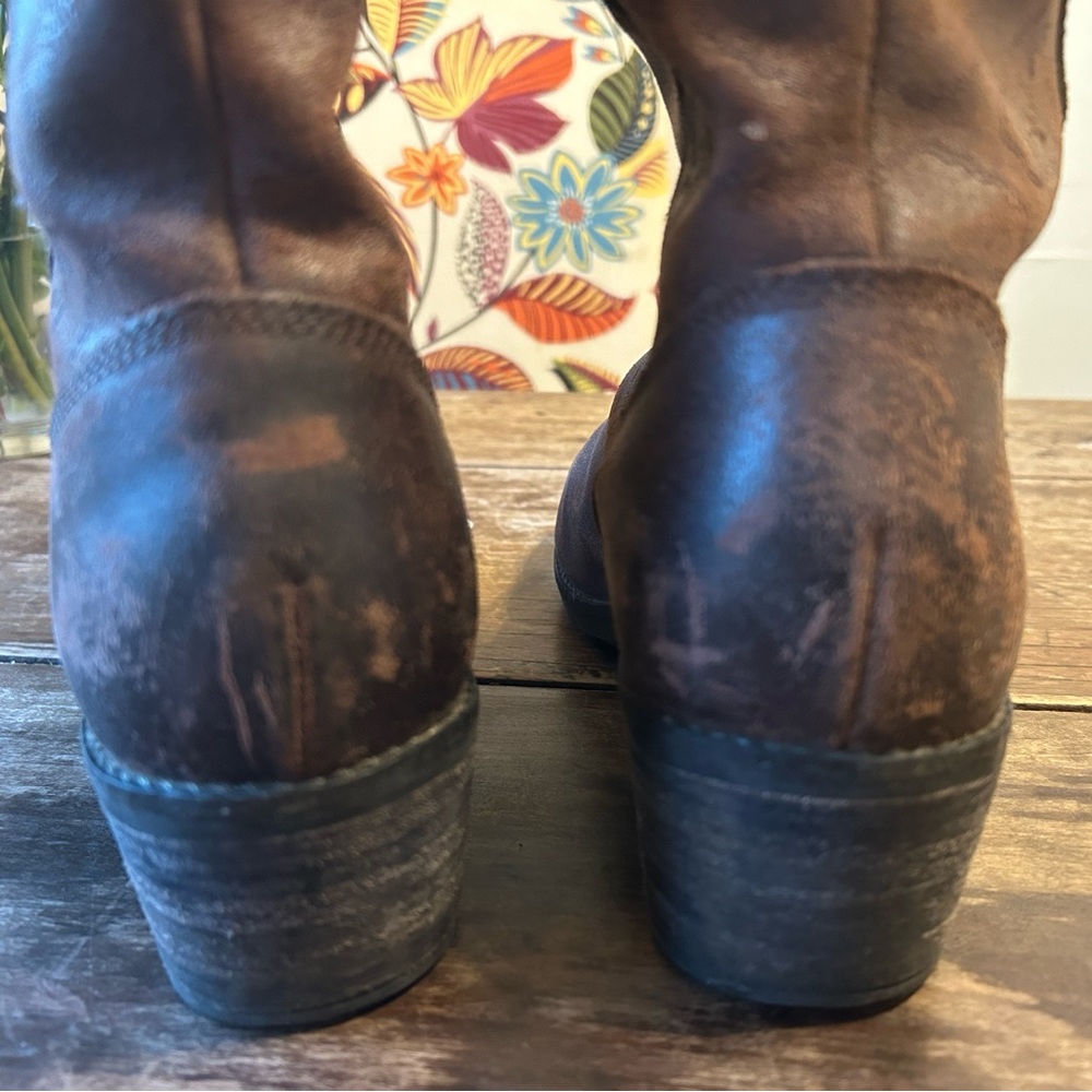 Olukai Emalani Distressed, Embroidered Leather Boots Color: French Roast - Picture 5 of 13